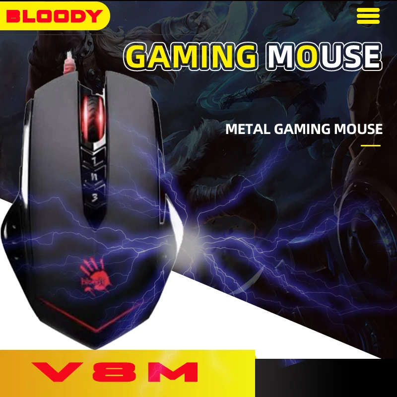 A70 V8M V8M MAX Bloody Professinal Wired Gaming Mouse 3200 Dpi for PC Laptop Macro Definition Programming Game Mice