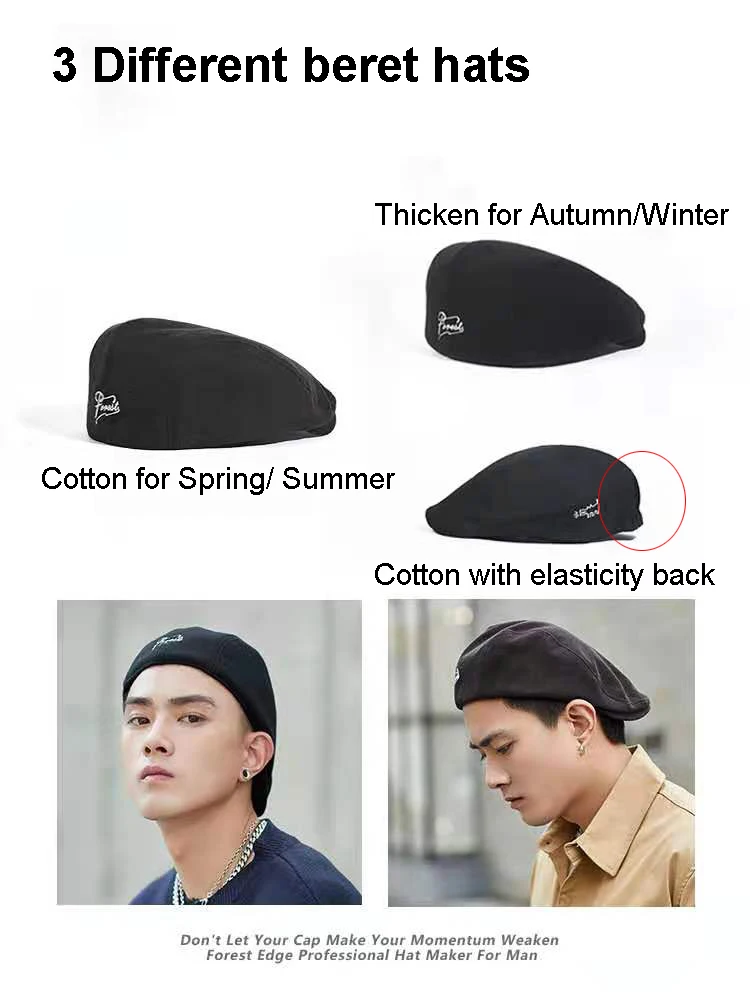 Men Fashion Cotton Beret Hat Newsboy Hat Spring Autumn Retro Beret Cap Unisex Anti-wear Sun Hats Women Universal Cap