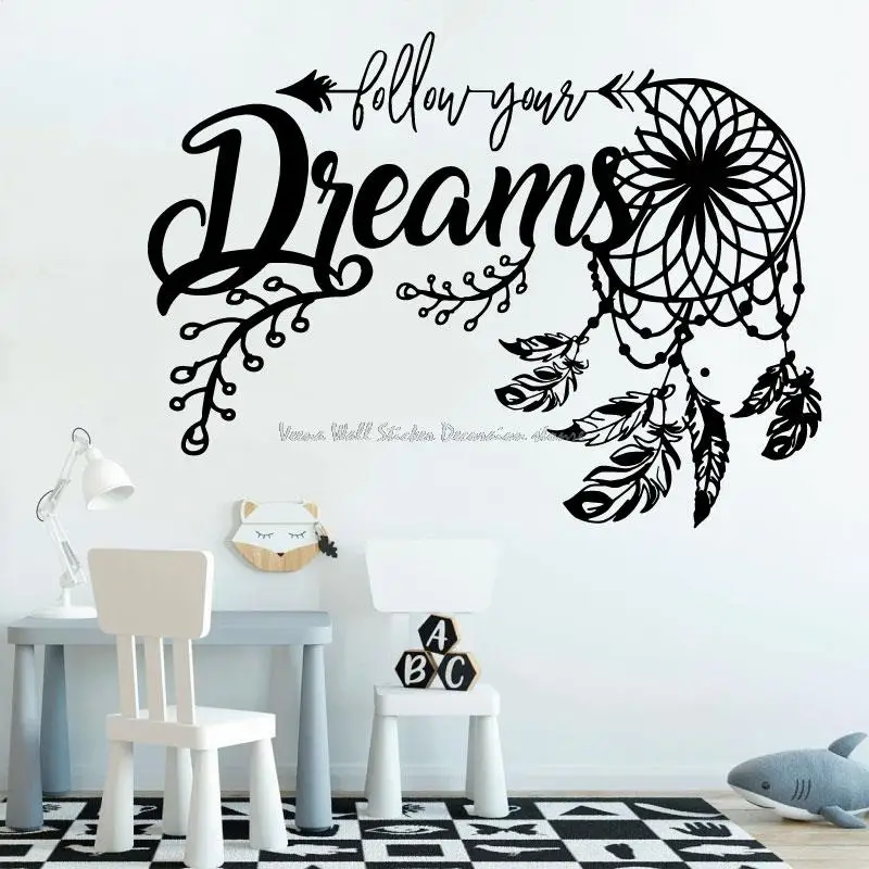 

Vinyl Wall Decal Dream Catcher Amulet Tribal Bohemian Ethnic Style Home Bird Feather Decoration Bedroom Home Gift Wall Sticker