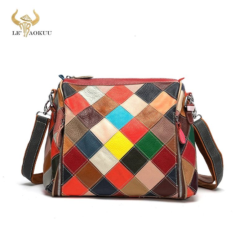 

Multi-Colorful Quality Leather Luxury Ladies Patchwork Large Shopper Handbag Over The Shoulder bag Fashion Design Female bag 435