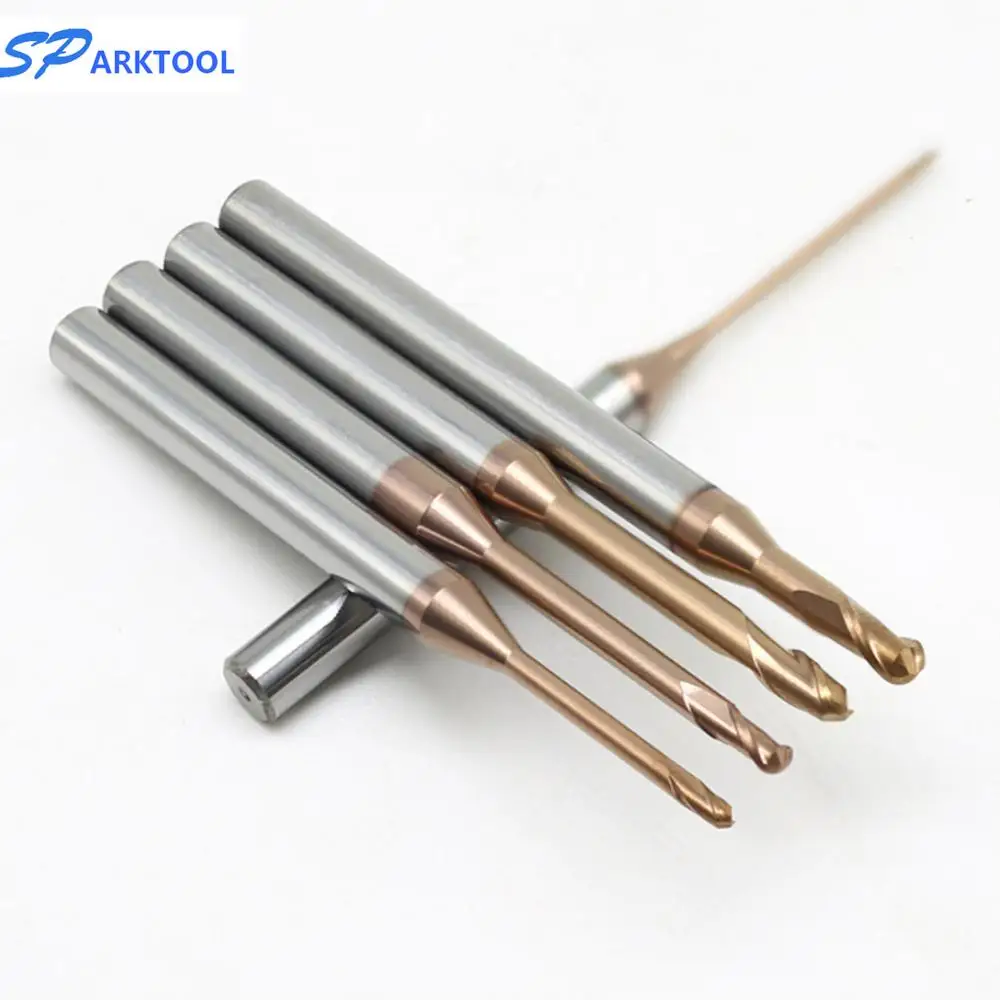 0.1 0.2 0.4 0.6mm 0.8mm  Micro Diameter Miniature 4 Flutes Rib Corner Radius End Mill Tungsten Steel Plain Milling Cutter