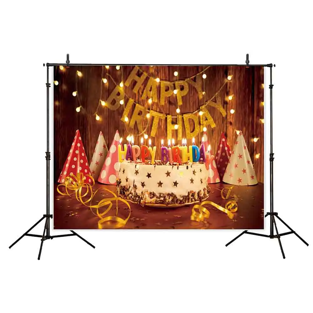 Funnytree خلفيات للتصوير الفوتوغرافي الذهبي قبعة عيد ميلاد شموع الكيك ضوء مشرق احتفال التصوير الفوتوغرافي استوديو صناديق مولعا