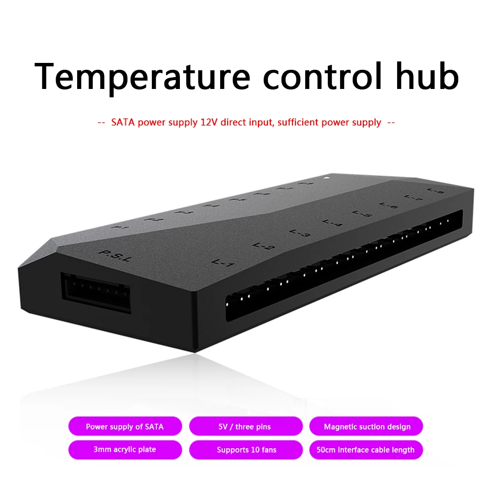 SATA Powered Splitter Hub Fan Controller 5V 3 Pin ARGB PWM PC for ID-COOLING HA-02 Office Caring Computer Fan Controller Supplie