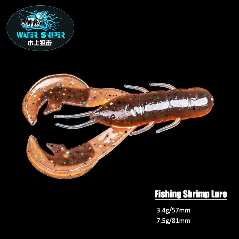 WATER SNIPER 57mm 81mm Fishing Shrimp Lure Strike King Rage Tail  Silicone Baits Smell Craws Soft Bass Bait Peche Gear