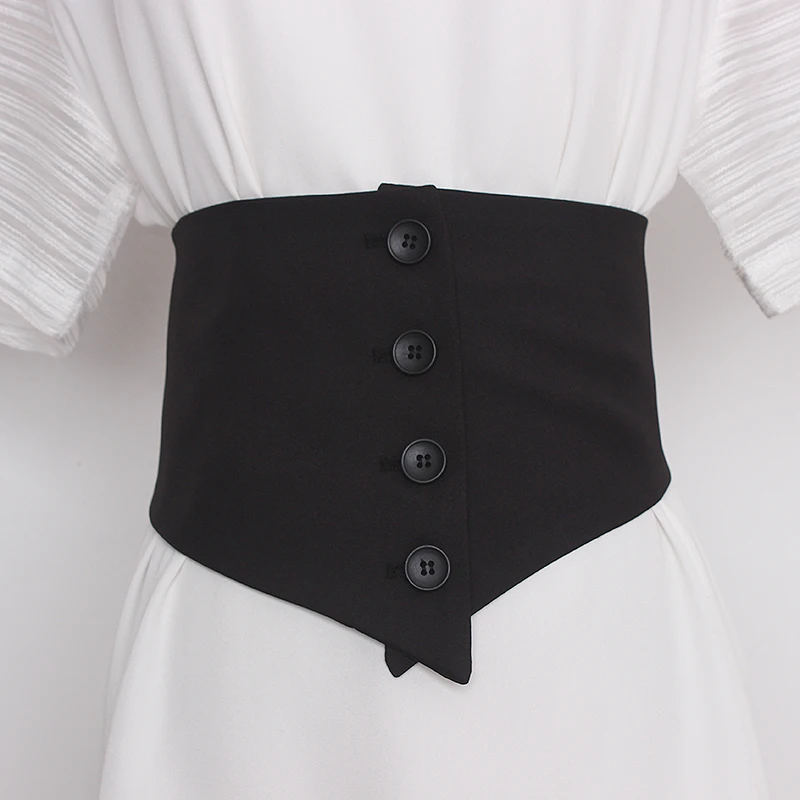 Women\'s Runway Fashion Black Fabric Elastic Cummerbunds Female Dress Corsets Waistband Belts Decoration Wide Belt TB1992