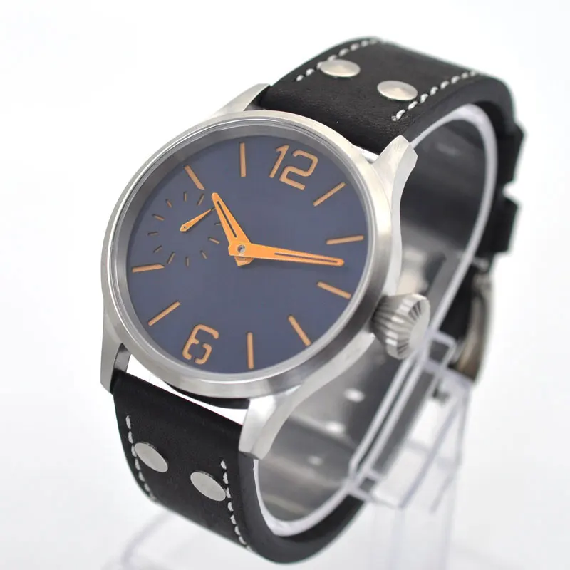 Imagem -03 - Relógio Masculino Mostrador Luminoso Azul Estéril Corda Manual Movimento 6497 mm à Prova Dágua Moda às da Manhã Corg17