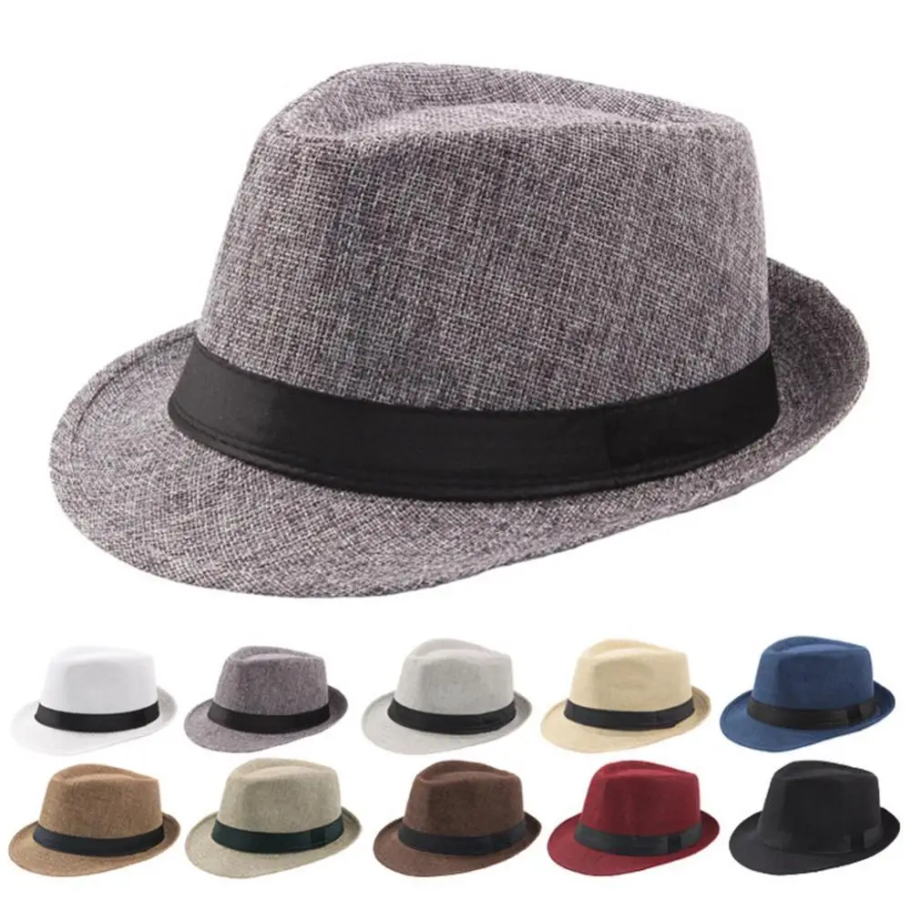 Fedora Hat Wide Brim Sun Protection Solid Color Women Men Bucket Hats Cowboy Style Panama Fisherman Cap Jazz Cap Sun Cap Hat