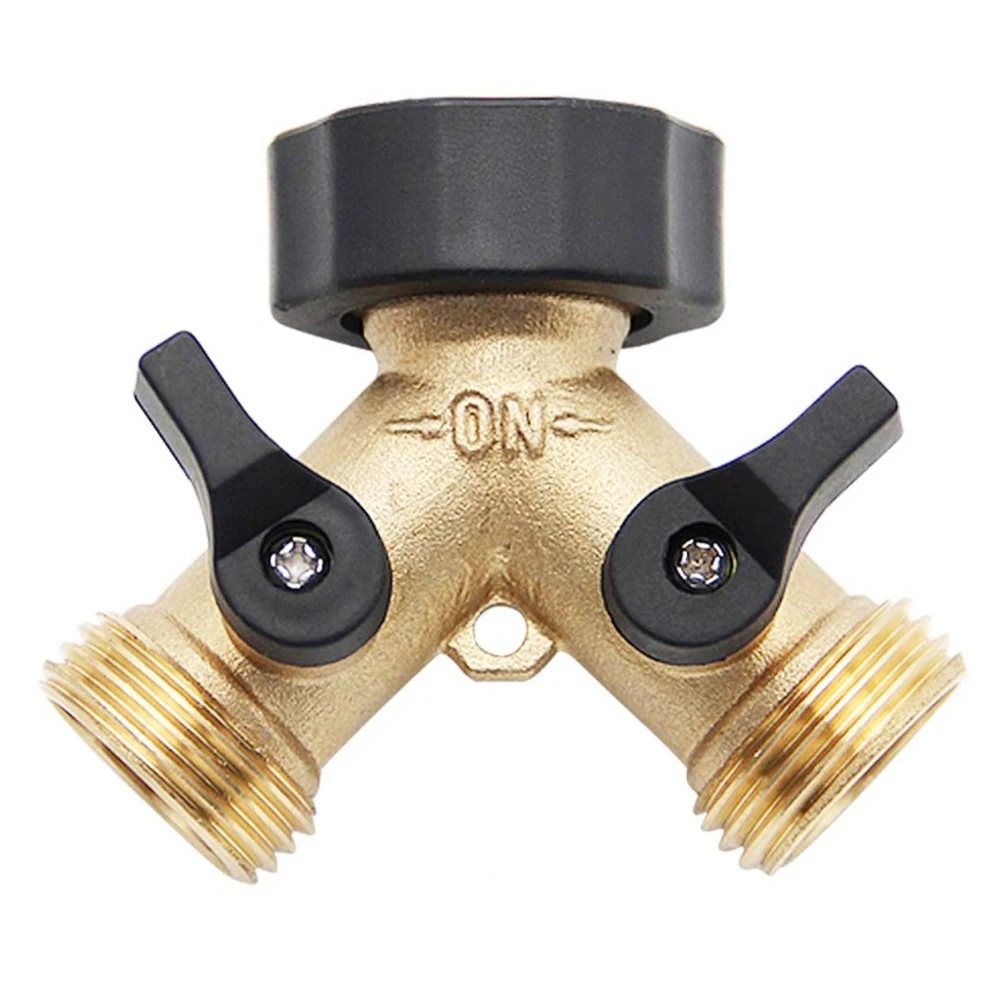 

Y Type Brass Piece Splitter Heavy Duty Garden Water Hose Brass Manifold 2 Way Swivel Shutoff 3/4 In Loose Union Washer Splitter