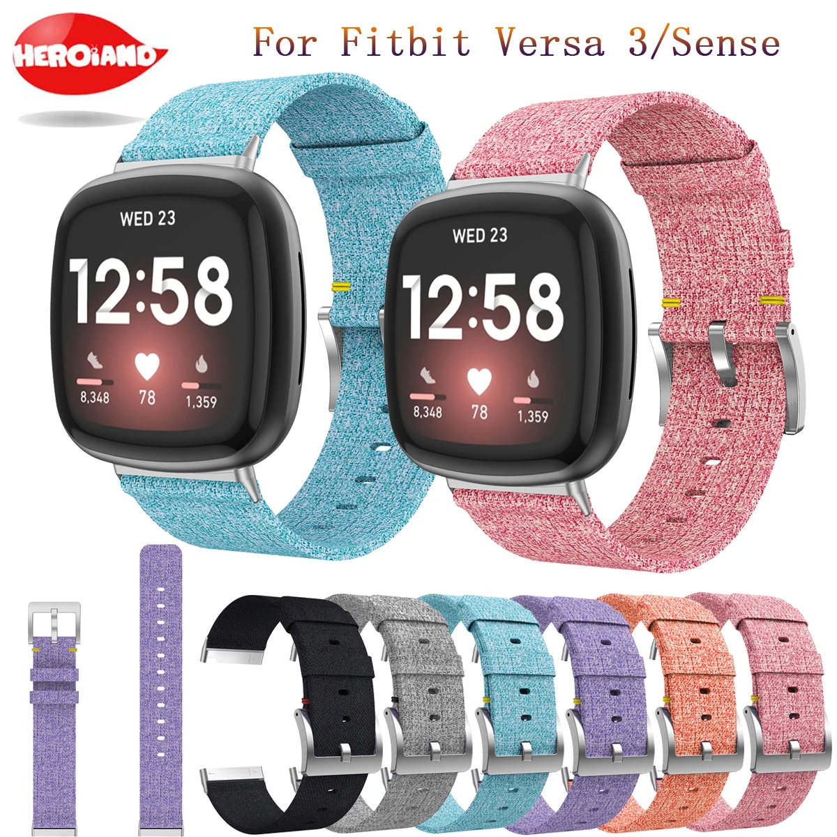 Nueva correa para Fitbit Versa 2 Versa 3/Sense Lite, correa de tela tejida transpirable para hombres y mujeres, pulsera de lona de repuesto, reloj inteligente