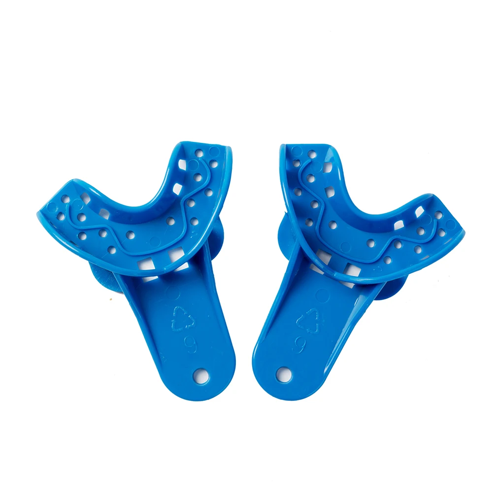 24 PCS/bag Dental Impression Tray EASYINSMILE Disposable Perforated Plastic Blue for Adult or Child Size L/M/S Upper and Lower