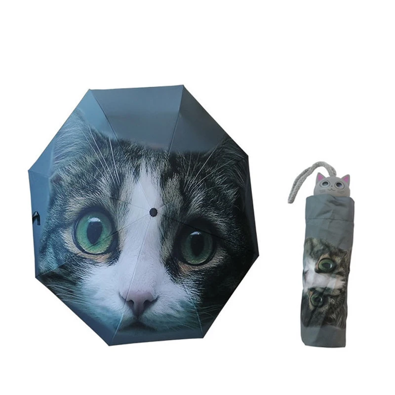 Cute Cat Dog Head Printing Umbrella Women Anti-uv Parosal Waterproof Men Umbrellas Creative Cool Cat paraguas Gift Dropship