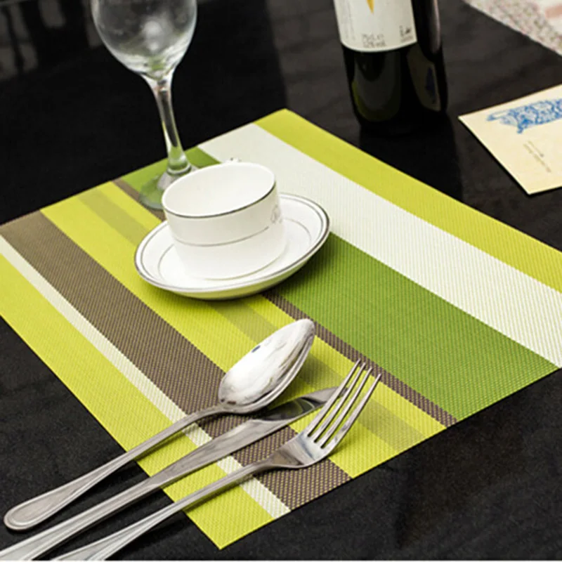 PVC Non-slip Pad Kitchen Accessories Stripe Pat Dining Table Mats Oil-proof Table Placemat Heat Insulation Waterproof 30*45cm - Image 5