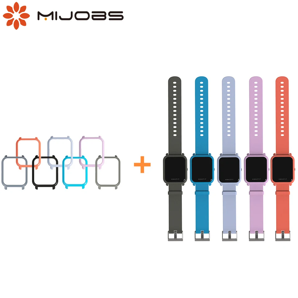 For Amazfit Bip Strap + Case Kit Silicone Wrist Bracelet Cover PC Shell Bumper for Huami Amazfit Bip Lite Smart Wristbands 20mm