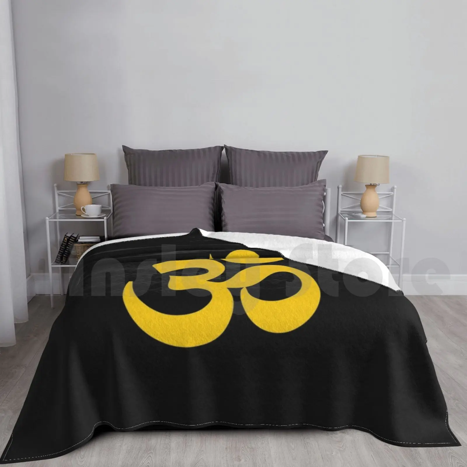 Om Blanket Super Soft Warm Light Thin Meditation Inner Peace Calm Yoga Om Peace Mind Love Fashion Style The Usa America