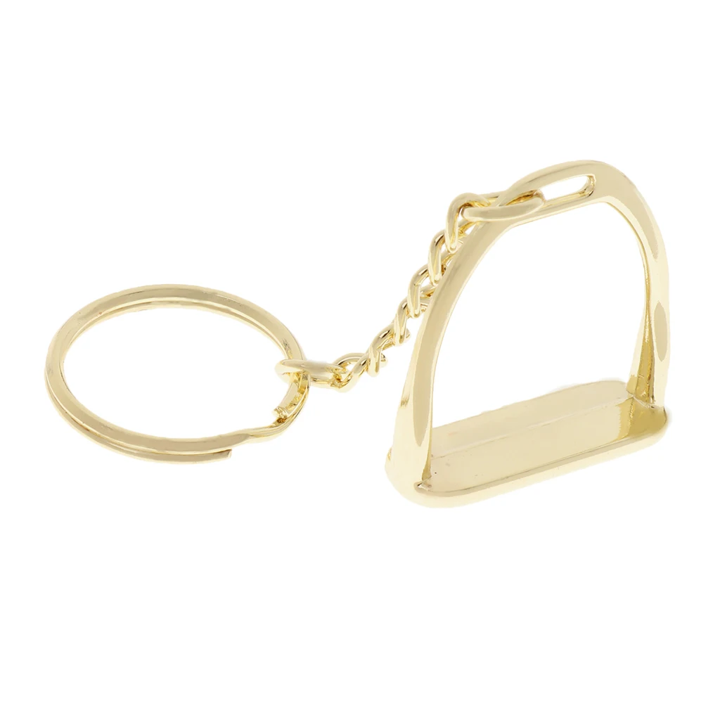 Gold Zinc Alloy Western Keychain Stirrup Key Ring Hanger Backpack Hangbag Decoration Tool Equine Gear 8cm