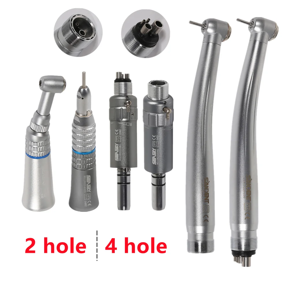 

Dental 2/4 Hole Motor1:1 Ratio Contra Angle Straight Conenose High/Low Speed Handpiece Push Button External Spray For 2.35 CA/RA