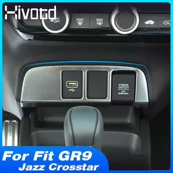 Hivotd 중앙 제어 USB 패널 트림 전화 충전기 커버 스타일링 인테리어 자동차 액세서리 Honda Fit GR9 Jazz Crosstar 2021