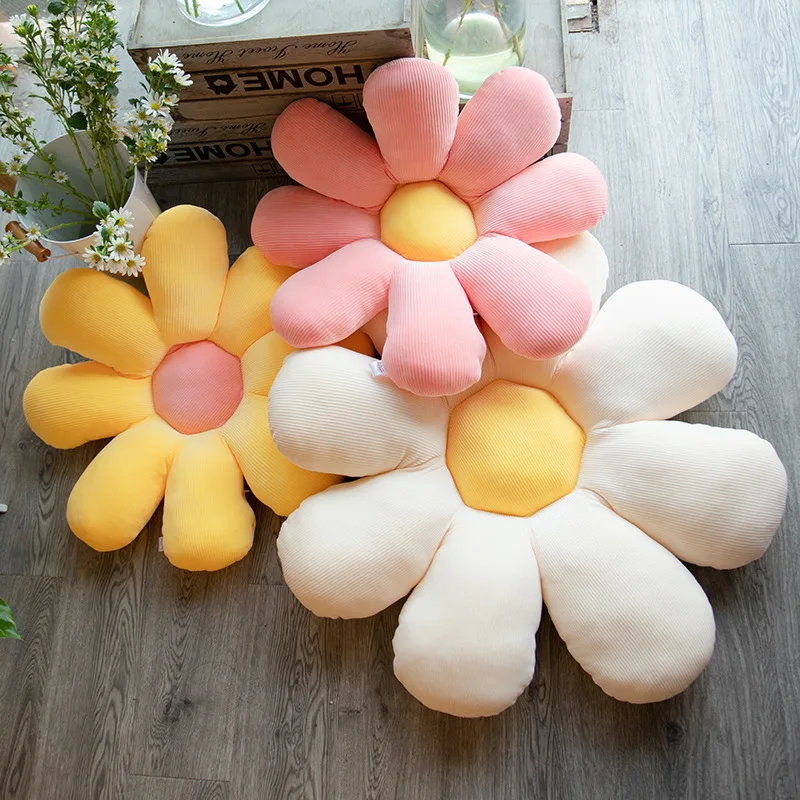 60cm/80cm INS Hot Daisy Plush Plant Pillow Children's Toy Plush Toy Lifelike Sunflower Seat Cushion Home Decoration