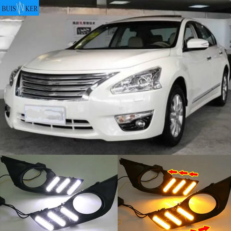 

2Pcs Car LED Daytime Running Lights for Nissan Altima Teana 2013 2014 2015 DRL Front Bumper Driving Turn Signal Light Daylgiht