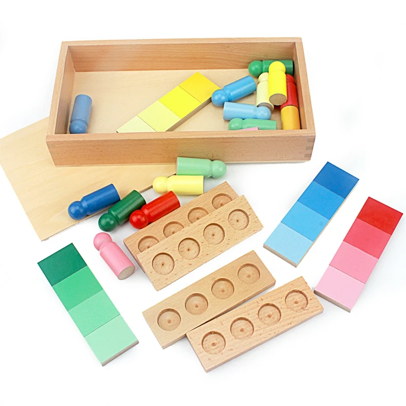 Montessori Materials Color Matching with Wood Board Resemblance Sorting Sensory Toys for Children Preschool Student Teaching Aid