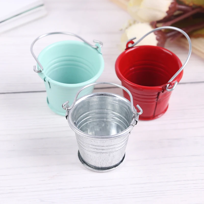 1PC 1/12 Scale Dollhouse Miniature Home Kitchen Garden Iron Water Bucket Pail Furniture Decoration Accessory