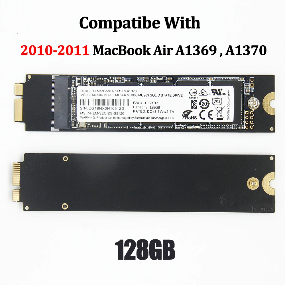 

New 128GB SSD For Apple Laptop 2011 2010 Macbook Air A1369 A1370 Solid State Disk MC503 MC504 MC505 MC506 MC965 MC966 MC968 SSD