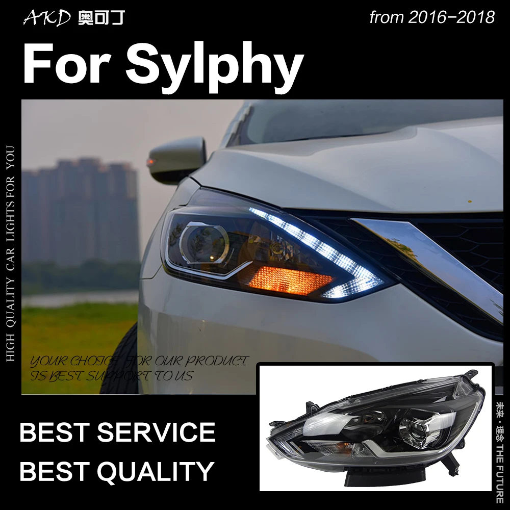 

AKD Car Styling for Nissan Sylphy Headlights 2016 New Sentra LED Headlight DRL Hid Option Head Lamp Angel Eye Beam Accessories