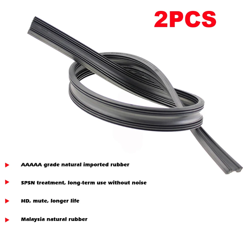 2Pcs Universal AAA Grade Auto Silicone Strip Refill For Replace Windshield Wiper Frameless Wiper Blades 6mm 24\