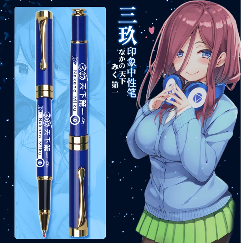 Anime Nakano niña cosplay papelería de pluma de metal de oficina estudiante de negocios regalos firmado publicidad pluma para regalo venta al por mayor