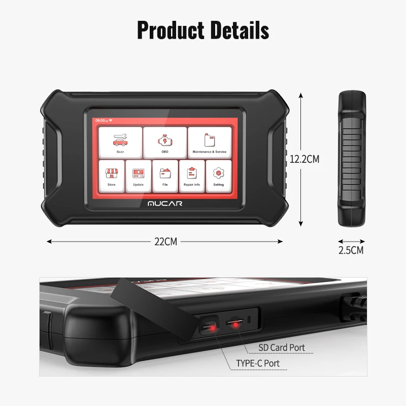 MUCAR CS90 Professional Auto Diagnosis Automotive Diagnostic Tool Car Obd2 Scanner 28 Reset Obd Scan Airbag SRS DPF TPMS