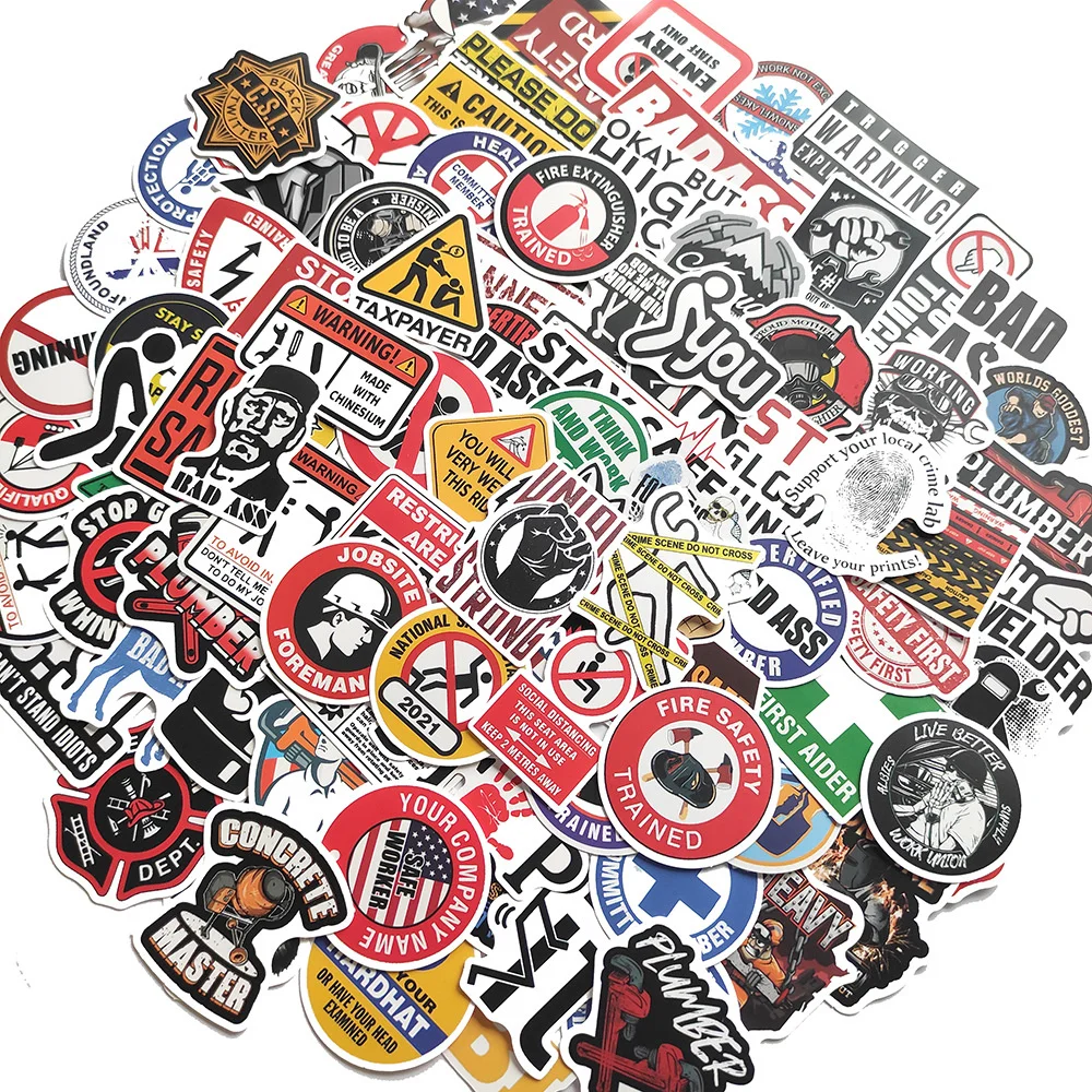 10/30/50PCS Worker Tools Hard Hat Graffiti Sticker Skateboard Helmet Luggage Guitar Gift Toy PVC Waterproof Sticker Wholesale