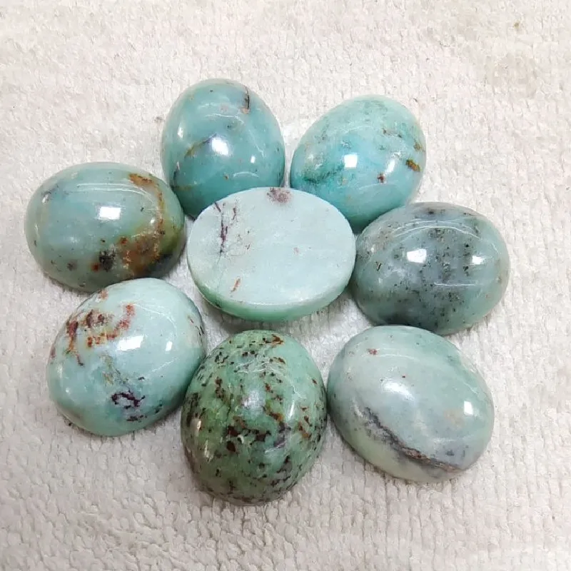 

10PCS Nature Amazonite Stone Cabochons 16X19MM Oval Shape No Hole For Women's Fashion DIY Beads Accessories Good Selling Faster