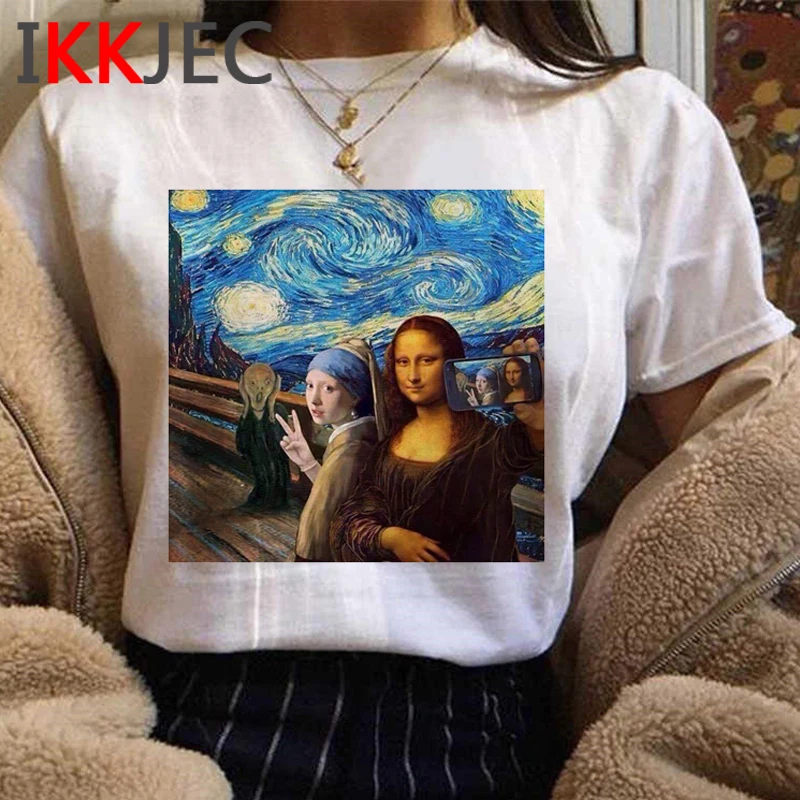 Mona Lisa Aesthetic Vintage T Shirt Women Funny Cartoon Harajuku T-shirt Ladies Graphic Fashion Tshirt Streetwear Top Tee Female