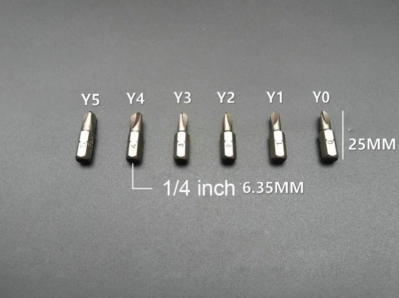 6 قطعة/المجموعة البسيطة قصيرة المغناطيسي صلابة عالية Y شكل مفك بت 1/4 '6.35 مللي متر عرافة عرقوب Y نوع Y0 Y1 Y2 Y3 Y4 Y5 25 مللي متر طول