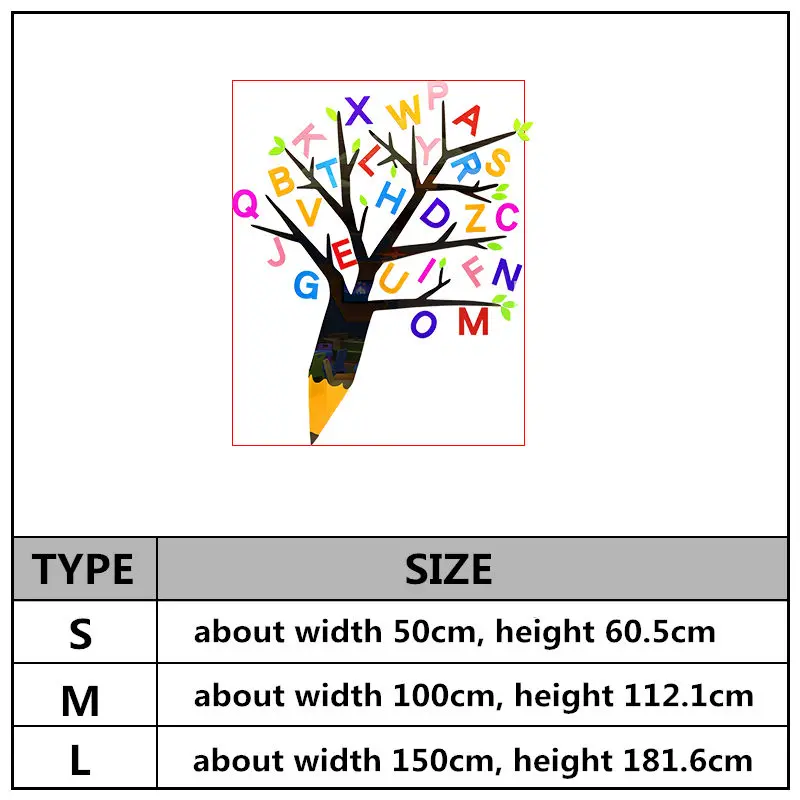 Pegatinas de pared para decoración de aula de jardín de infancia, pegatina de pared 3D para dormitorio de niños, pintura de árbol de alfabeto