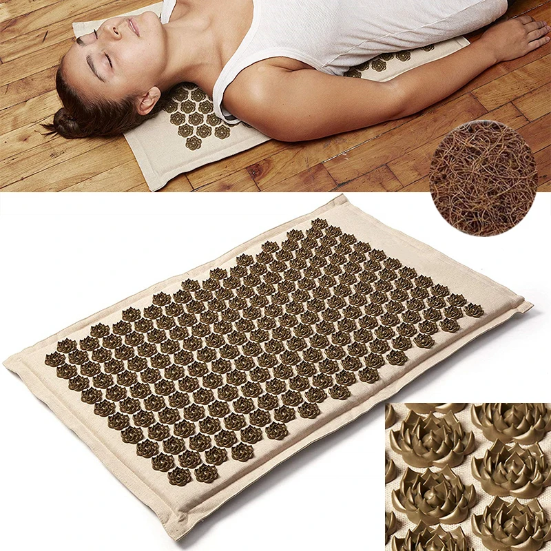 Natural Organic Linen Acupuncture Mat Lotus Spike Massage Pad Cushion Yoga Mat Back/Neck/ Pain Relief Therapy