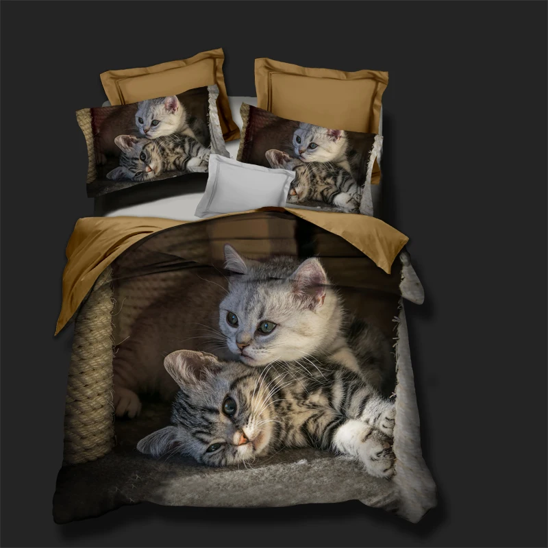 3D Duvet Cover Sets Bedding Set Comforter Covers Pillow Covers King Queen Full Twin Size Animal Cat Design Bed Linens In Stock