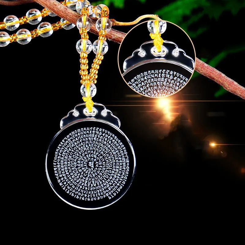 1pcs Colored Crystal Chain Buddha Glazed Drop Pendant Necklace Six-Character Mantra Pendant Necklace High Quality Decorations