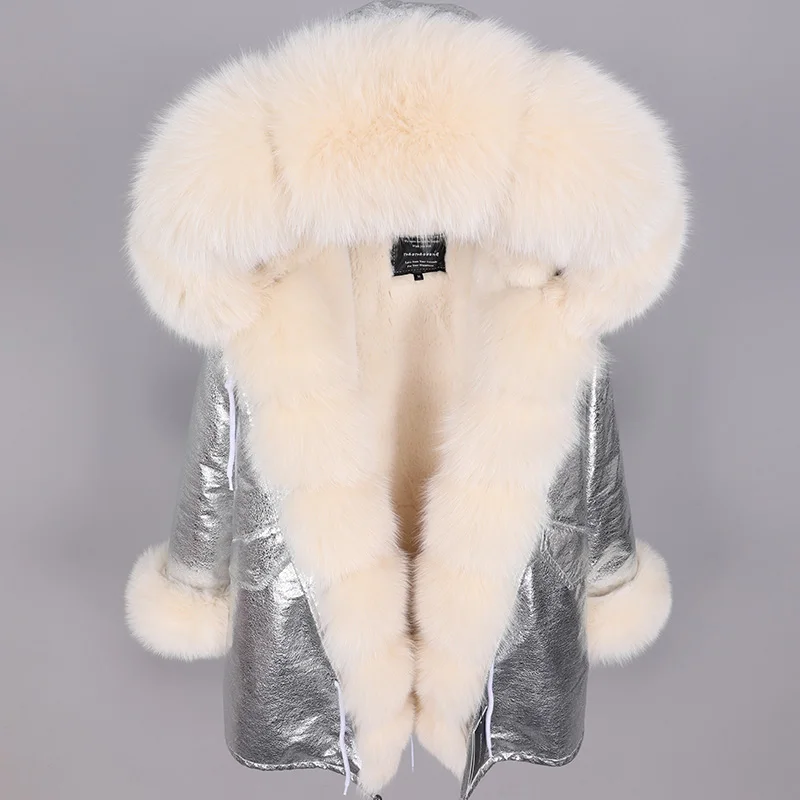 2024 maomaokong new winter women's coat  real fox fur collar long beige women's parka coat  winter outdoor coat  manteau femme