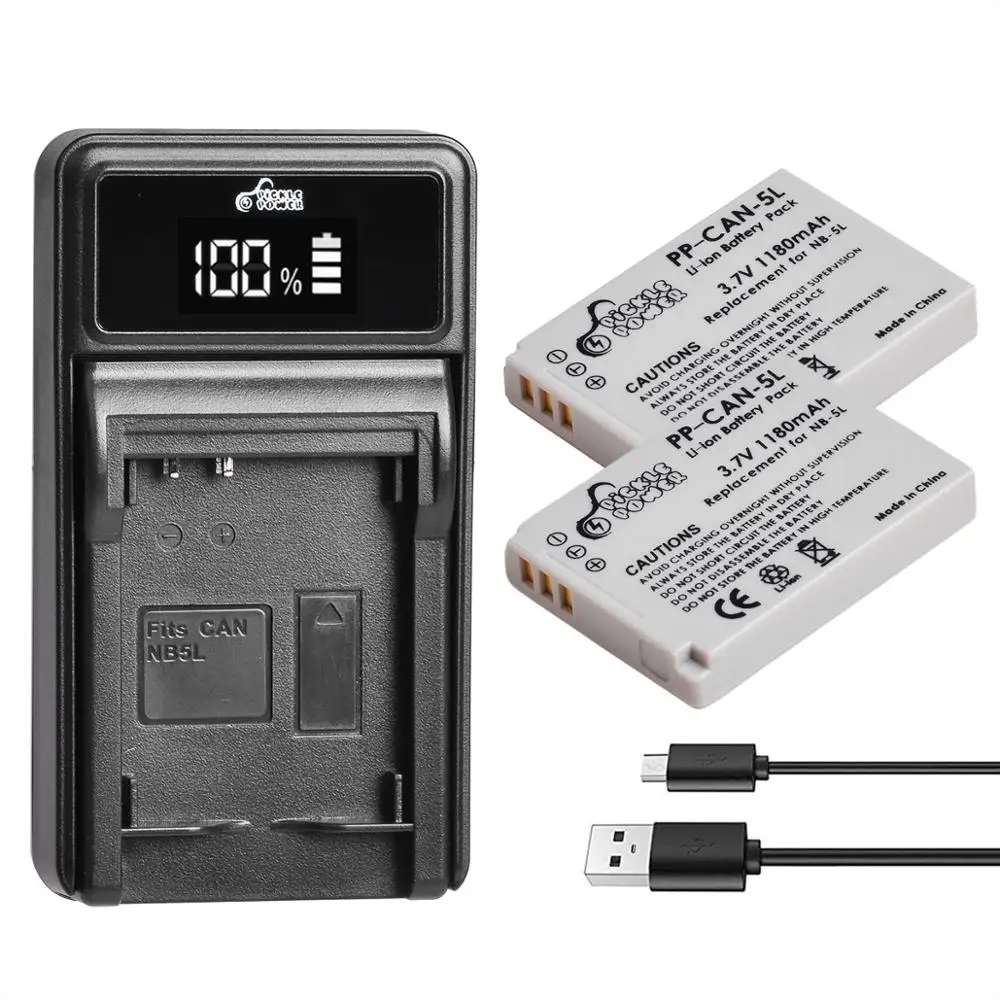 

Pickle Power NB-5L NB5L Battery LED USB Charger For Canon PowerShot S100 S110 SD790IS SD850IS SD870IS SD880IS SD890IS SD970IS