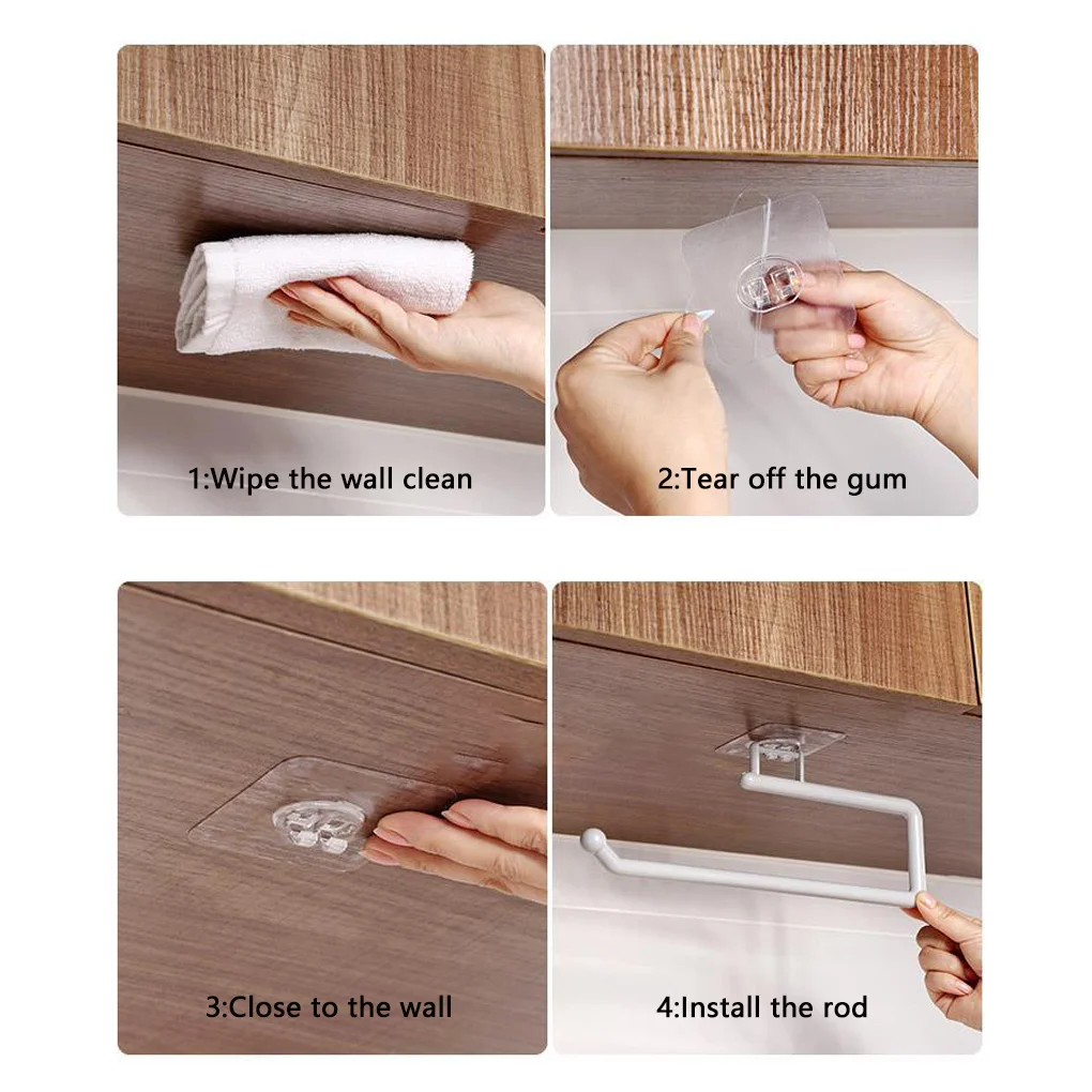 Tissue Storage Rack Plastic Paper Roll Holder Wall Mounted Adjustable Towel Hanger for Kitchen Bathroom