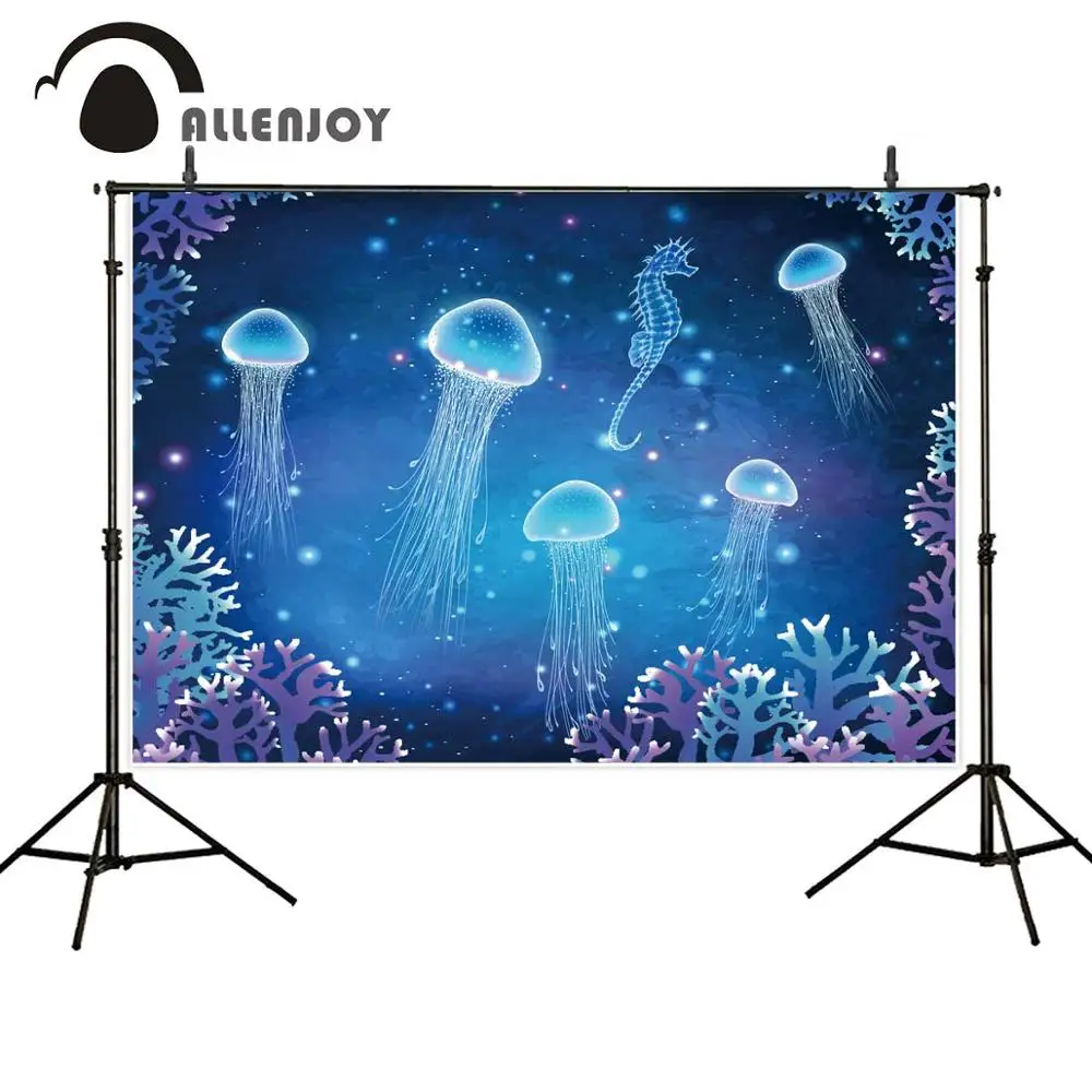 Allenjoy Jellyfish backdrop seabed dream sea summer children brithday baby shower portrait party background photo shoot props