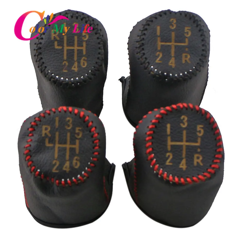 Leather 5 6 Speed Car Gear Head Collars for Renault Clio MK3 III Megane MK2 Scenic MK2 Kangoo MT Shift Knob Cover