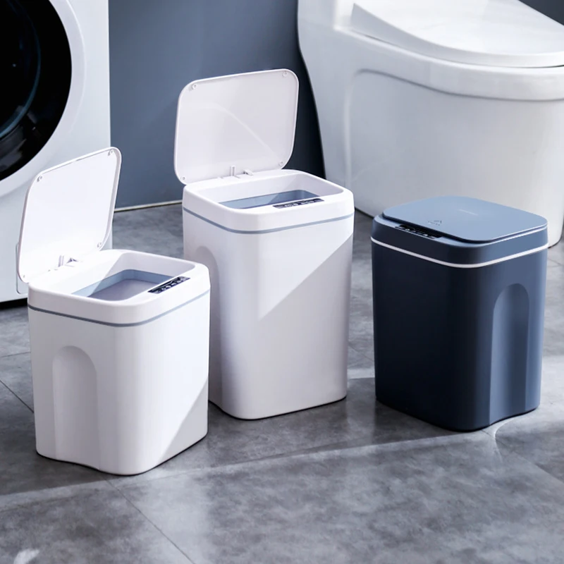 

Intelligent Trash Can 12L/14L/16L Household Intelligent Inductive Kitchen Dustbin Toilet Automatic Trash Can With Cover