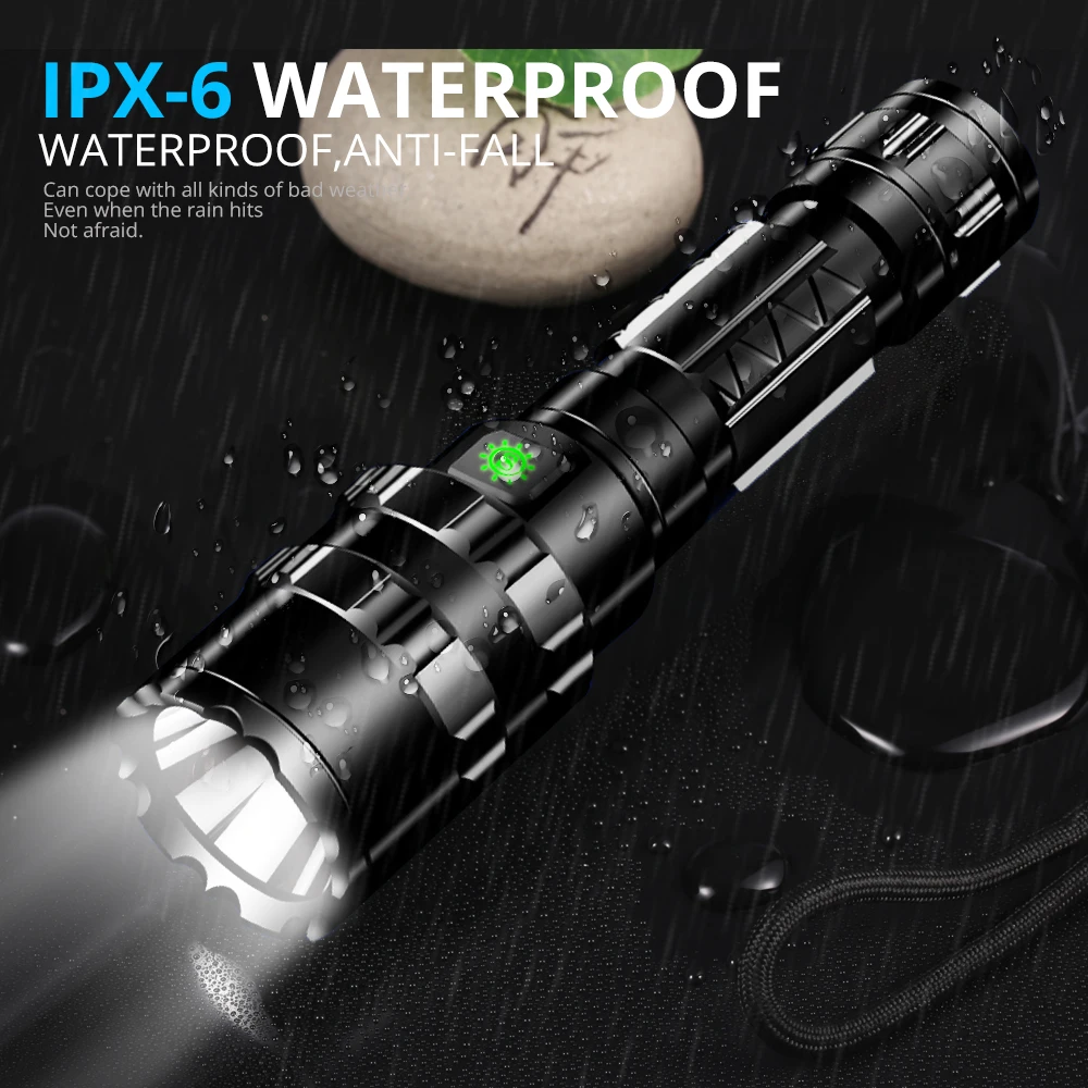 100000LM Ultra Bright Tactical Flashlight LED Scout L2 Hunting Fishing Light USB Rechargeable Waterproof Torch 5 Modes by 18650