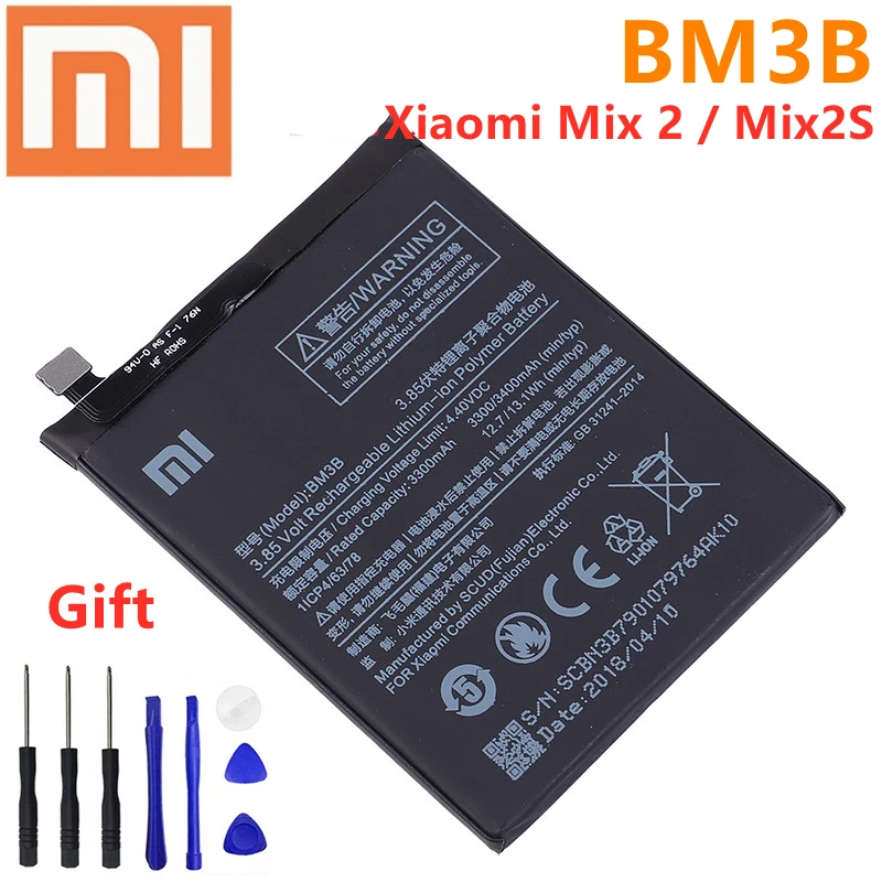 Xiao Mi 100% Original Battery BM3B For Xiaomi Mix 2 2S Mix2S 3300mAh High Capacity Rechargeable Phone Replacement Batteria Akku