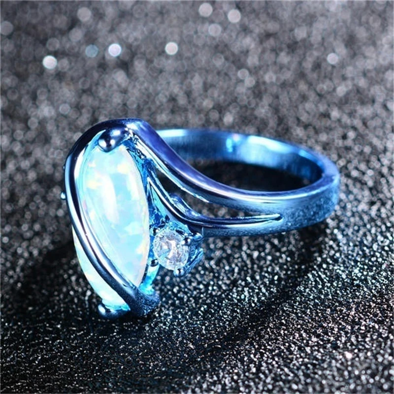 2021 New Women Rings Blue Crystal Fine Simple Jewelry Wedding Engagement Bands Anniversary Gift For Girl Rings