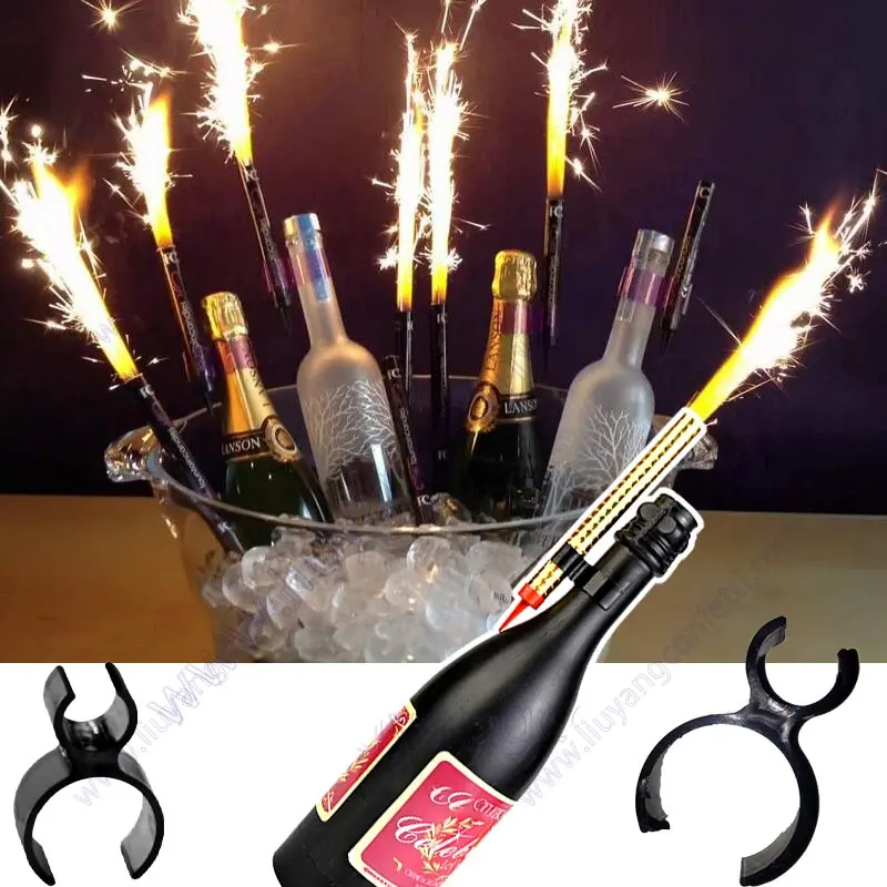 Champagne Bottle Birthday Candle Sparkler Firework Safety Ice Fountain Plastic Clip Holder NightClub Cake Party Wedding Supplies - Image 2