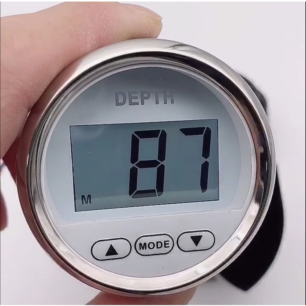 52MM Depth Gauge Waterproof Digital Marine Boat Depth Meter Pulse Signal For Yacht With White Backlight 9-32V Depth Meter custom