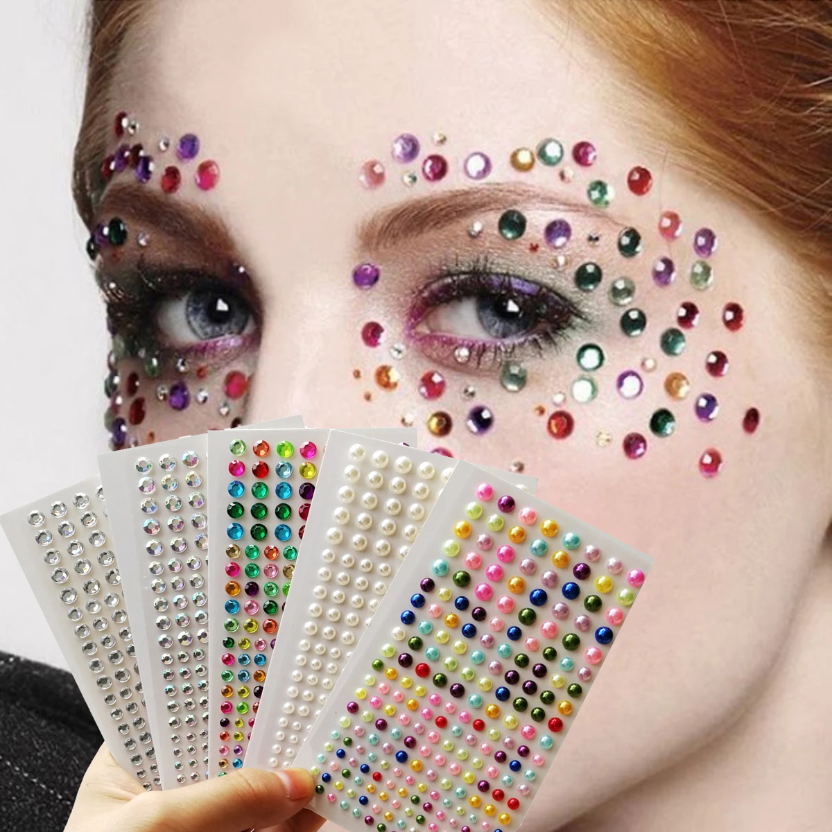 1Pc Fake Temporary Tattoo Diamond Sticker Eyeshadow Face Sticker Crystal Eyes Eyeliner Eyes Makeup Corner of Eye Face Stickers image 2